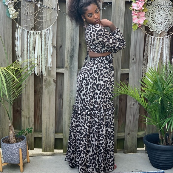 Animal Print Lace Up Back Maxi Dress - Picture 2 of 4